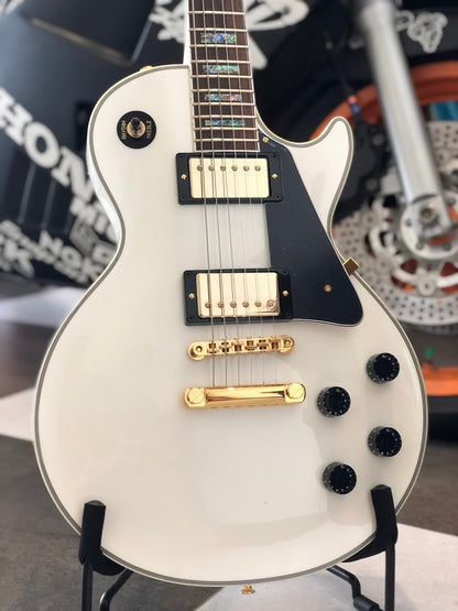 Tokai Love Rock Custom Shop LC-136S AB in White Sparkle with Abalone Inlay