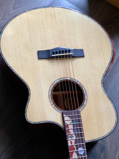 SQOE Spain A8-SK Bevel Cut Full Solid Acoustic Electric in Natural with Fishman Flex Preamp