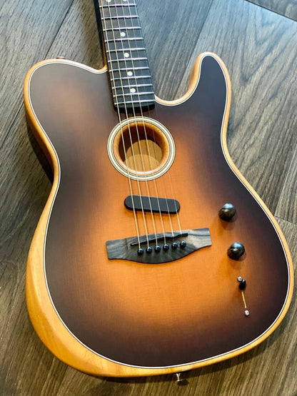 Fender American Acoustasonic Telecaster Guitar Ebony FB in Sunburst