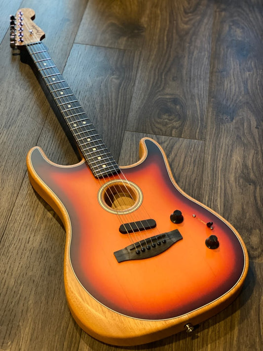 Fender American Acoustasonic Stratocaster Guitar with Bag in 3-Color Sunburst