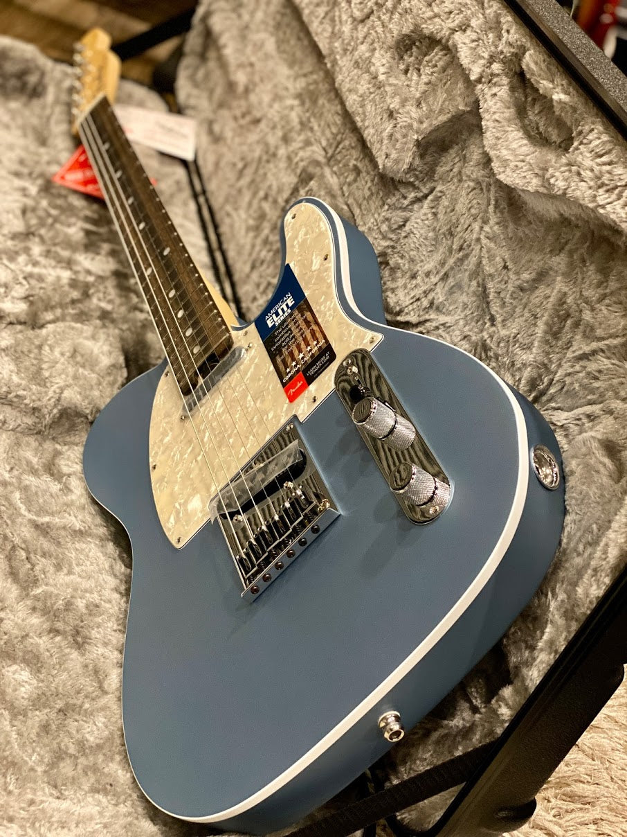 Fender American Elite Telecaster with Ebony Fingerboard in Satin Ice Blue Metallic