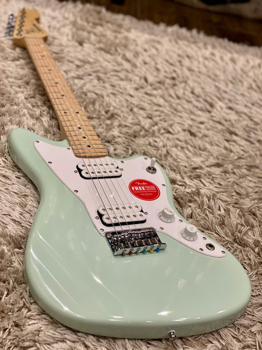 Squier Mini Jazzmaster HH Electric Guitar- Surf Green with Maple Fingerboard