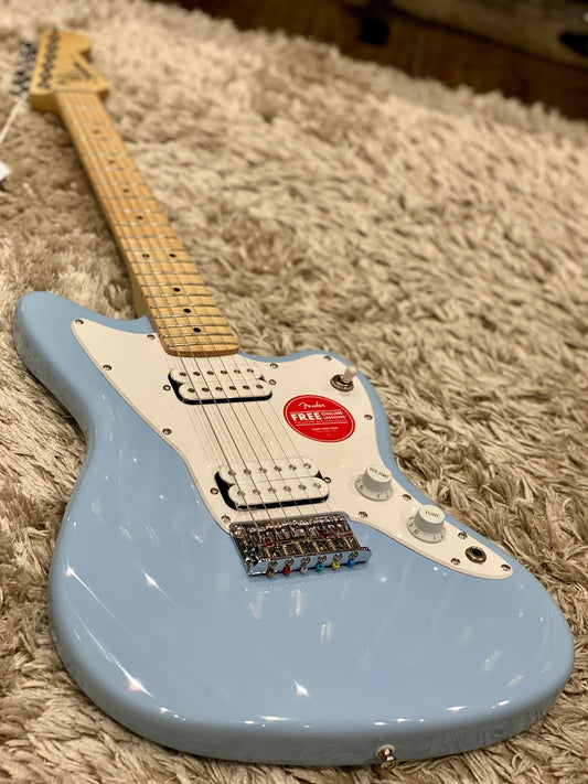 Squier Mini Jazzmaster HH Electric Guitar - Daphne Blue with Maple Fingerboard