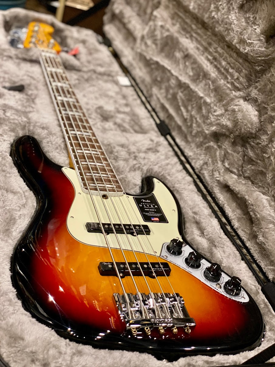 Fender American Ultra Jazz Bass V สี Ultraburst พร้อมฟิงเกอร์บอร์ดไม้ Rosewood 