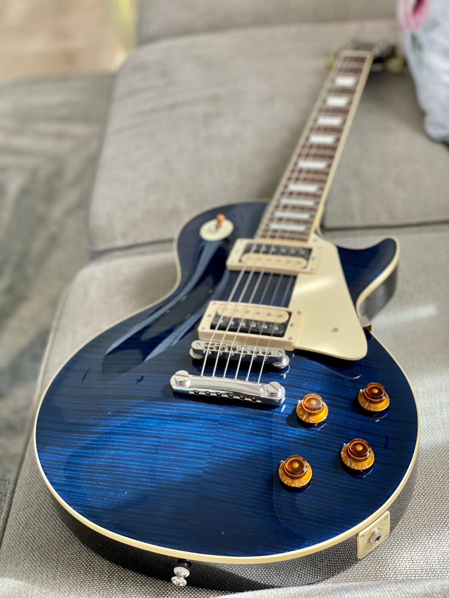 Tokai LS-136F ZB IB Love Rock Japan in Indigo Blue with AAAA Flame Top