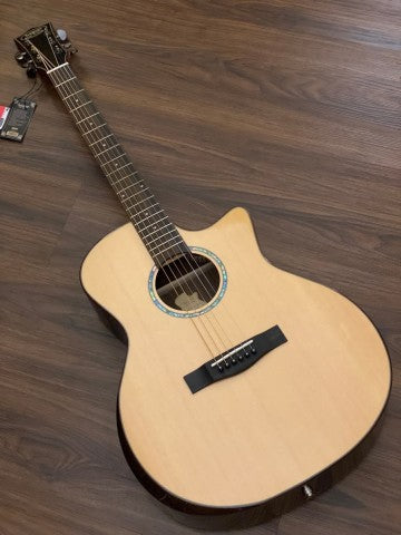 SQOE S-460T SK in Natural with Solid Spruce Top Rosewood back and side Bevel Cut