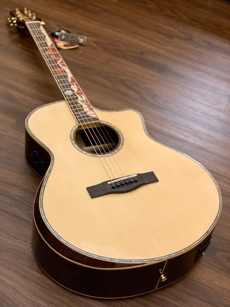 SQOE Spain A9-SK Bevel Cut Full Solid Acoustic Electric in Natural with Fishman Flex Preamp