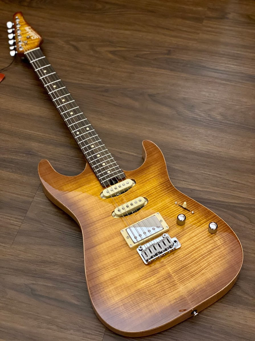 Soloking MS-1 Custom 22 HSS FM Flat Top in Honeyburst Nafiri Special Run