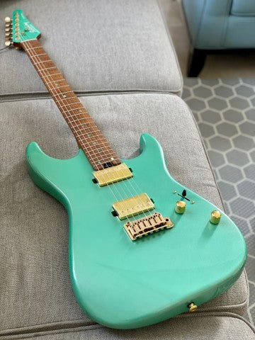 Soloking MS-1 Custom 24 HH FM with Roasted Flame Neck in Sage Green Metallic Nafiri Special Run