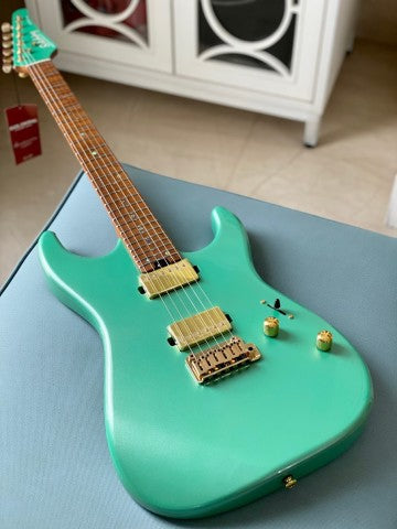 Soloking MS-1 Custom 24 HH FM with Roasted Flame Neck in Sage Green Metallic Nafiri Special Run