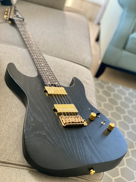 Soloking MS-1 Custom 24 HH Ash Gold Hardware (Open Pore) Matte Black Nafiri Special Run 