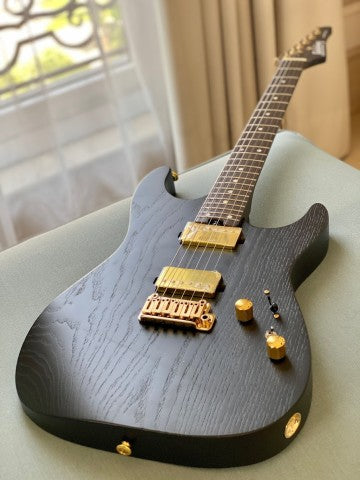 Soloking MS-1 Custom 24 HH Ash Gold Hardware (Open Pore) Matte Black Nafiri Special Run