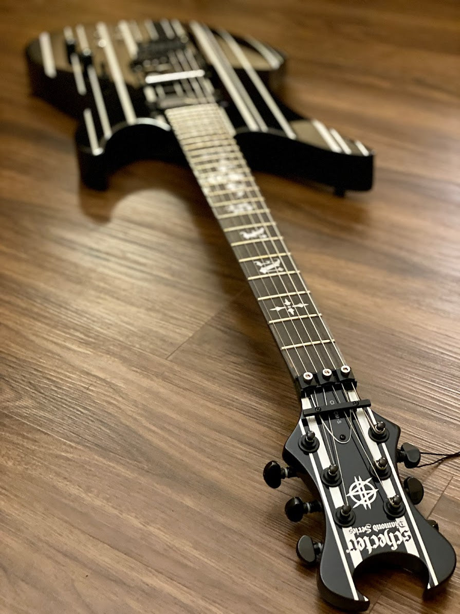 Schecter Synyster Gates Custom-S in Gloss Black with Silver Stripes
