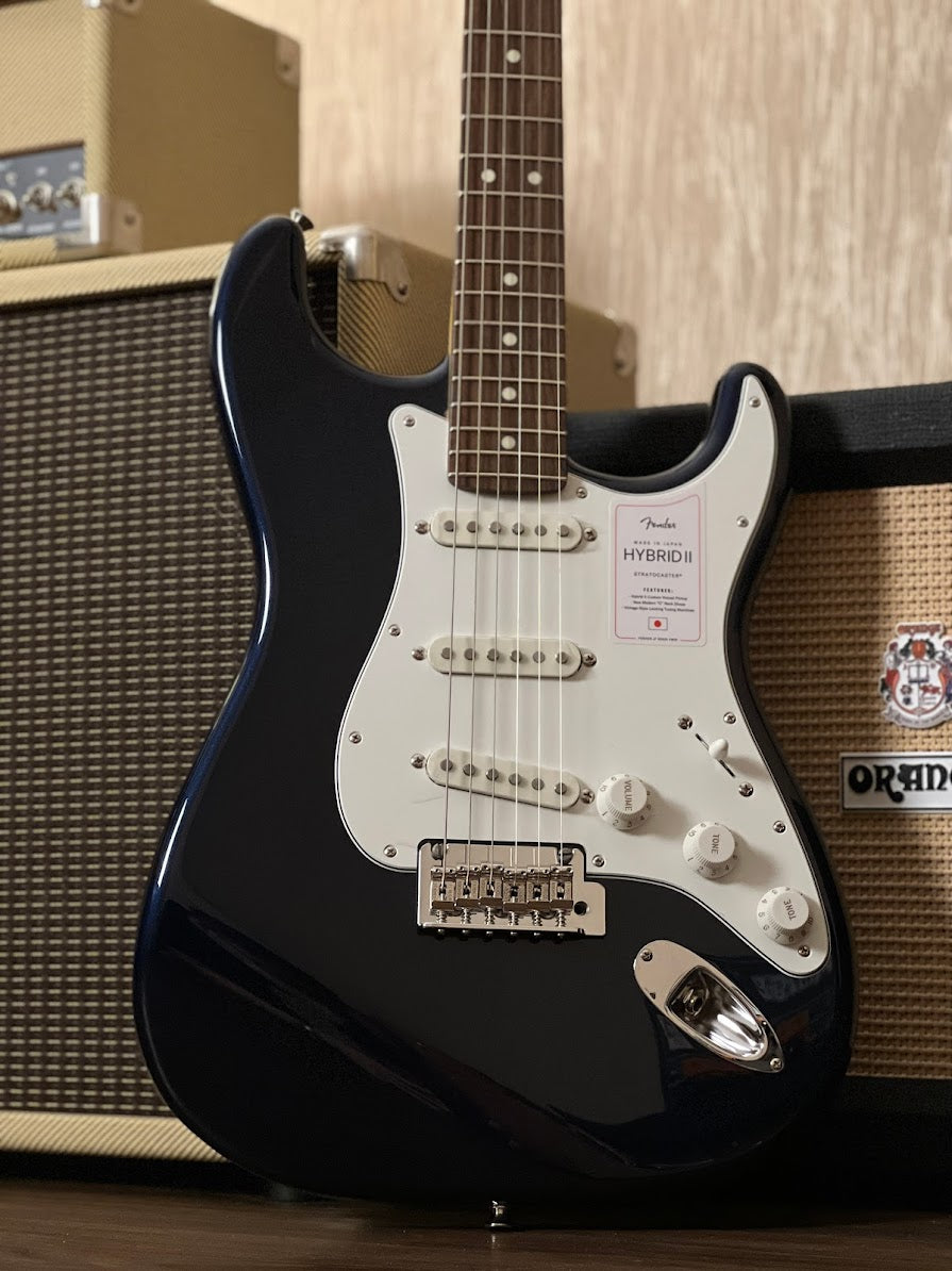 Fender Japan Hybrid II Stratocaster with RW FB in Gun Metal Blue