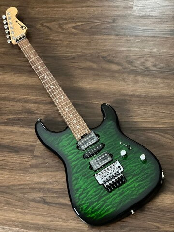 Charvel MJ SD1 24 HSH with Floyd Rose and PF FB in Transparent Green