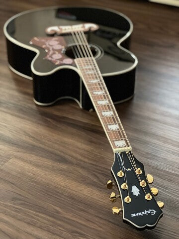ギター Epiphone / EJ-200 SEC Studio Black Epiphone J-200EC Studio Acoustic-Electric Guitar - Black | Sweetwater