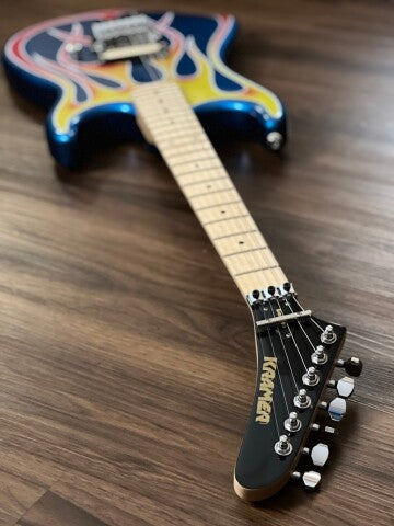 Kramer Baretta Custom Graphics Collection Blue Sparkle with Flames with EVH D-Tuna