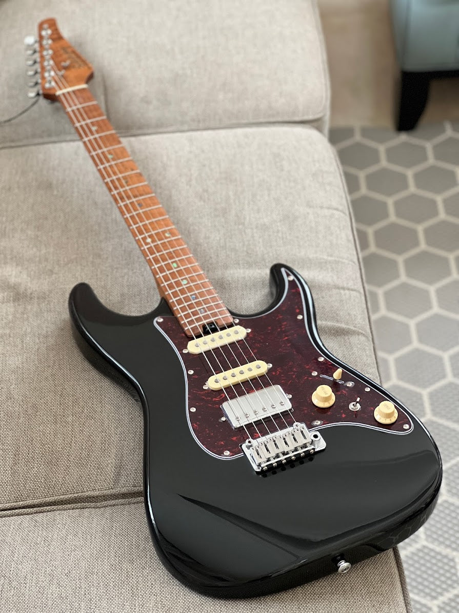 Soloking MS-11 Classic with Roasted Flame Maple Neck in Black Nafiri Special Run