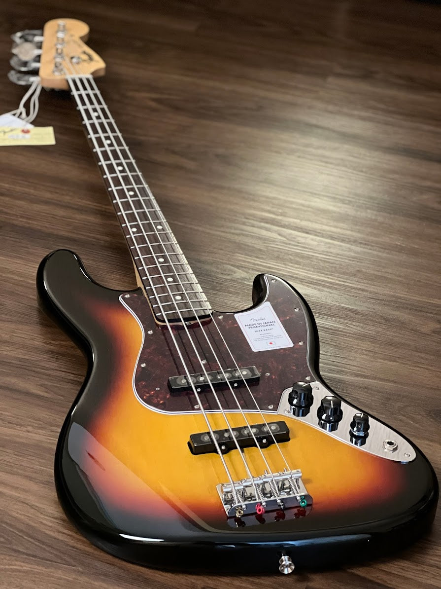 Fender Japan Traditional II 60s Jazz Bass with Rosewood FB in 3-Tone Sunburst