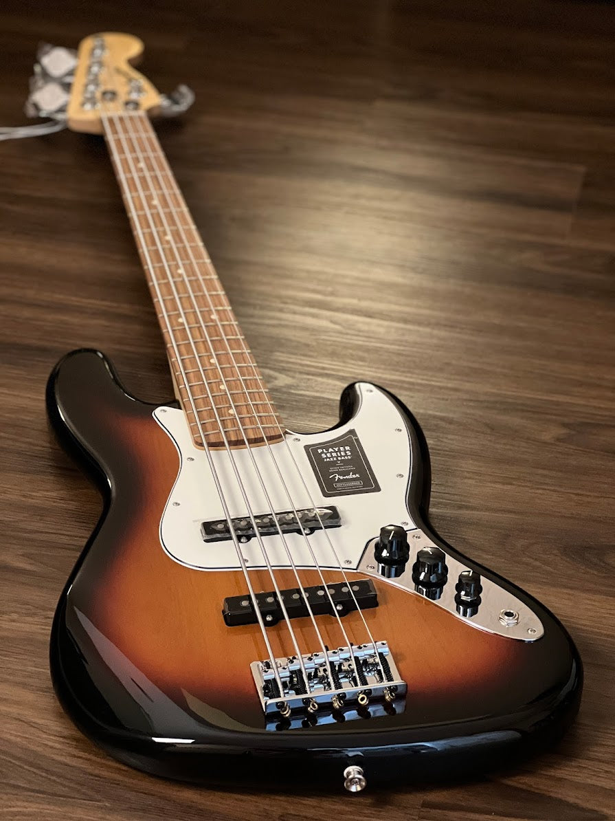 Fender Player Series Jazz Bass V String Pau Ferro ใน 3-Tone Sunburst