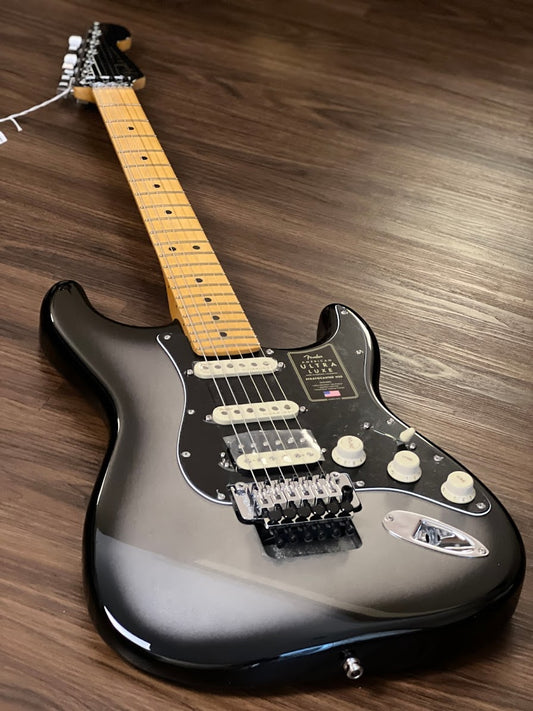 Fender American Ultra Luxe Stratocaster Floyd Rose HSS - Silverburst with Maple Fingerboard