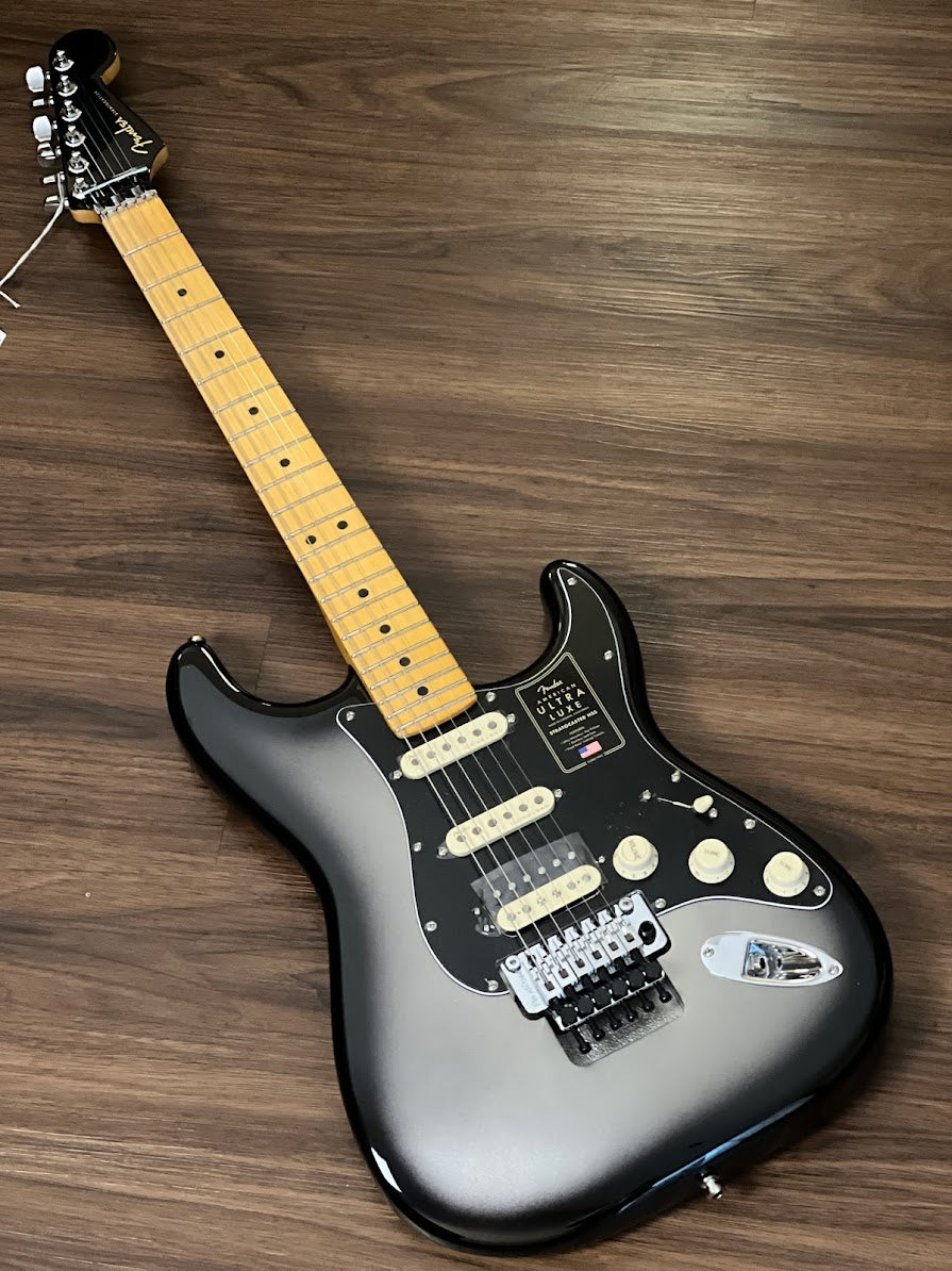 Fender American Ultra Luxe Stratocaster Floyd Rose HSS - Silverburst with Maple Fingerboard