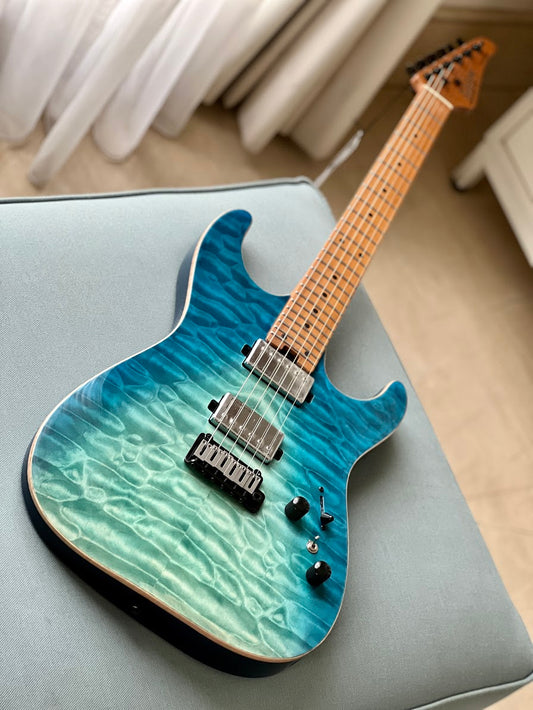 Soloking MS-1 Custom 24 HH Flat Top สี Turquoise Wakesurf พร้อม Roasted Maple FB