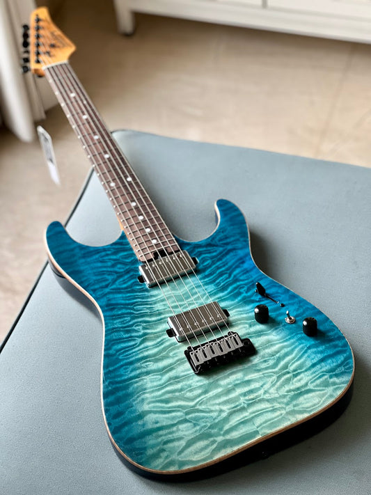 Soloking MS-1 Custom 22 HH Flat Top in Turquoise Wakesurf with Rosewood FB