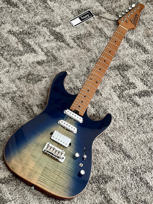 Soloking MS-1 Custom 22 HSS Flat Top พร้อม Roasted Maple FB ใน Blue Wakesurf Nafiri Special Run 