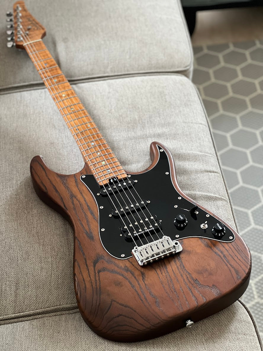 Soloking MS-1 Classic ASH MOD in Torched Black with Roasted Flame Neck and Seymour Duncan TB-4