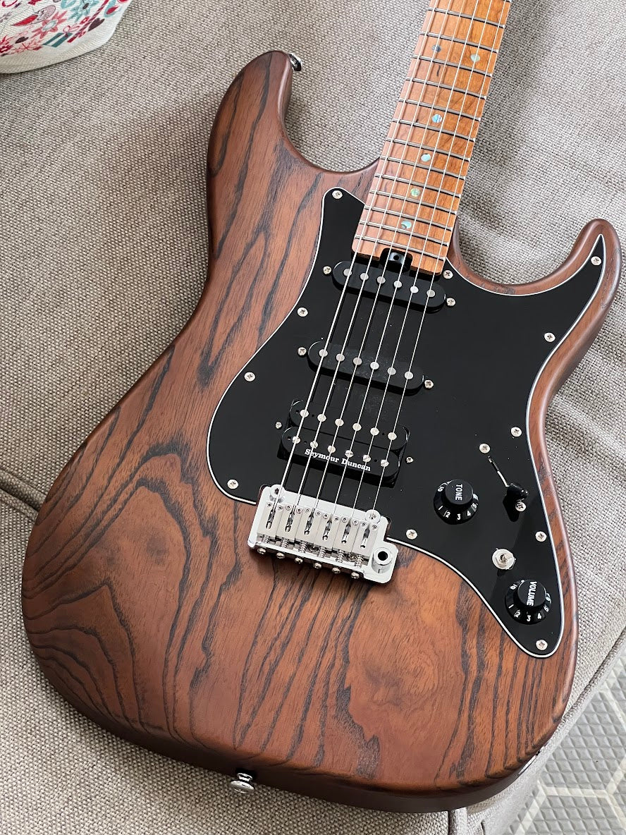 Soloking MS-1 Classic ASH MOD in Torched Black with Roasted Flame Neck and Seymour Duncan TB-4