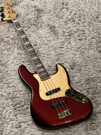 Squier 40th Anniversary Gold Edition Jazz Bass in Ruby Red Metallic