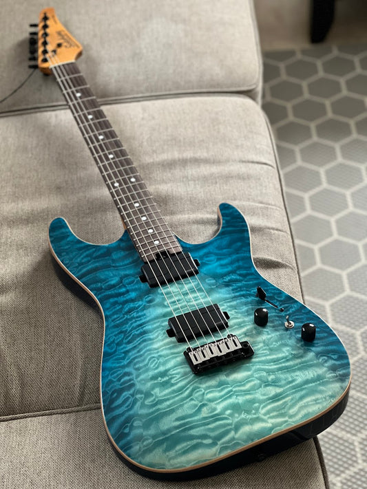 Soloking MS-1 Custom 24 HH Flat Top ใน Turquoise Wakesurf MOD พร้อม Fishman Fluence Modern