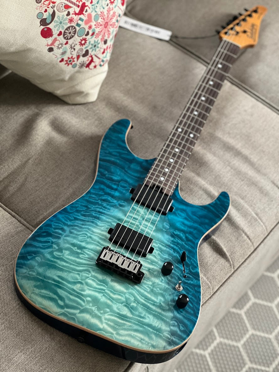 Soloking MS-1 Custom 24 HH Flat Top in Turquoise Wakesurf MOD with Fishman Fluence Modern