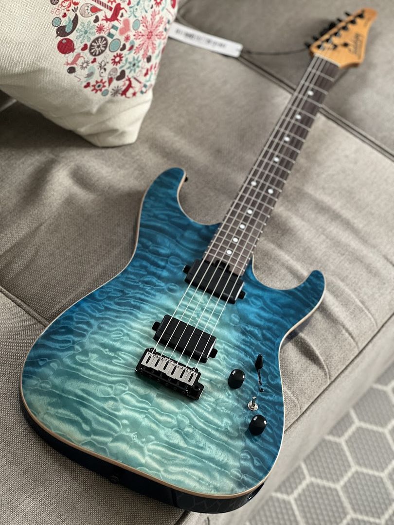 Soloking MS-1 Custom 22 HH Flat Top in Turquoise Wakesurf MOD with Fishman Fluence Modern