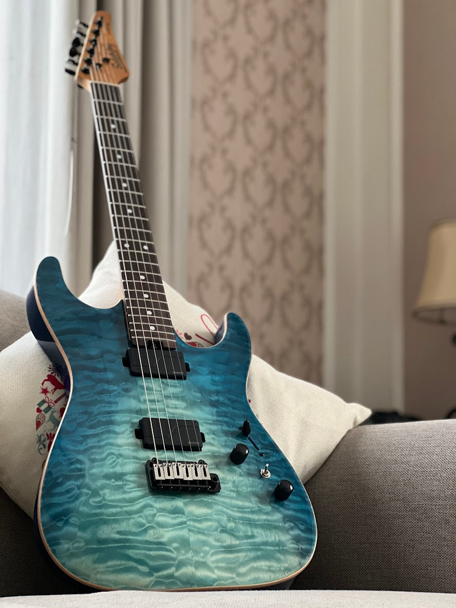 Soloking MS-1 Custom 24 HH Flat Top in Turquoise Wakesurf MOD with Fishman Fluence Modern