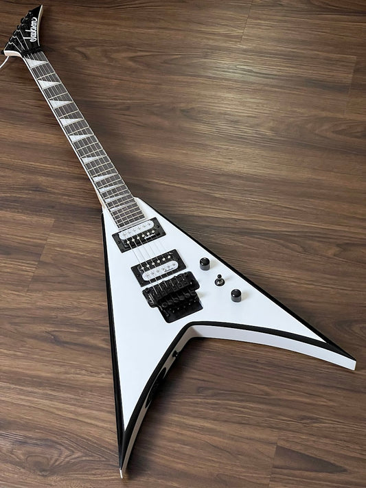 Jackson JS Series King V JS32 with Amaranth FB in White with Black Bevels