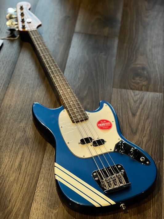 Squier FSR Classic Vibe 60s Competition Mustang Bass in Lake Placid Blue with Olympic White Stripes