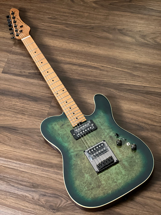 SQOE SETL650 HH Roasted Maple Series in Green Burst Burl