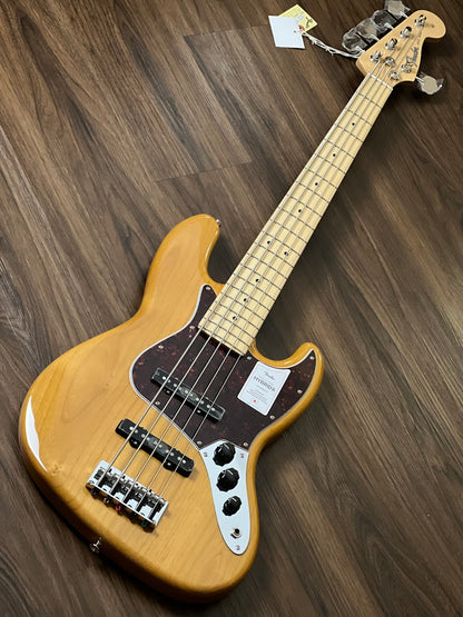 Fender Japan Hybrid II Jazz Bass V with Maple FB in Vintage Natural