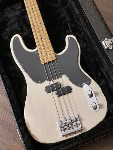 Fender Mike Dirnt Road Worn Precision Bass Guitar Maple FB In White Blonde