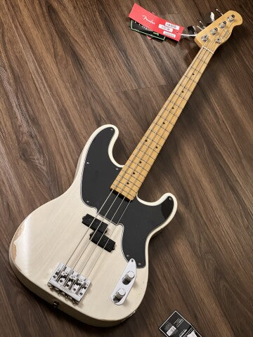 Fender Mike Dirnt Road Worn Precision Bass Guitar Maple FB In White Blonde