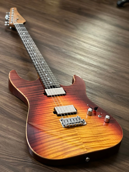 Soloking MS-1 Custom 22 HH MOD Flat Top พร้อม Fishman Fluence in Fire Wakesurf พร้อม Rosewood FB