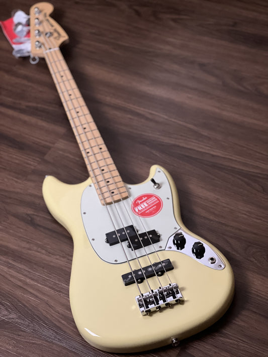 Fender Limited Edition Player Mustang Bass PJ Guitar พร้อม Maple FB ใน Canary Yellow