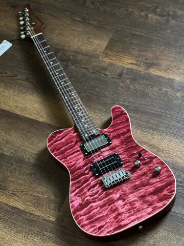 Soloking MT-1 Custom 24 Quilt in Seethru Magenta with Roasted Neck and Rosewood FB