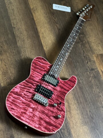 Soloking MT-1 Custom 24 Quilt in Seethru Magenta with Roasted Neck and Rosewood FB