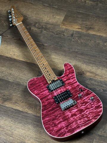 Soloking MT-1 Custom 24 Quilt in Seethru Magenta with Roasted Maple Neck FB