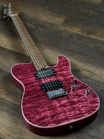 Soloking MT-1 Custom 24 Quilt in Seethru Magenta with Roasted Maple Neck FB
