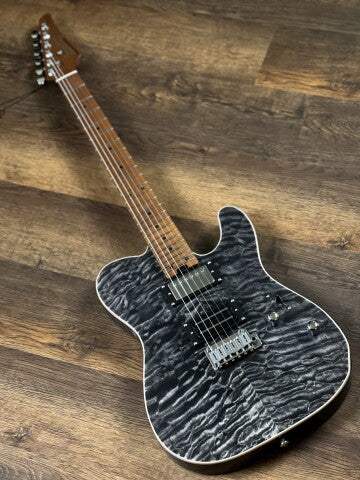 Soloking MT-1 Custom 24 Quilt in Seethru Black with Roasted Maple Neck FB