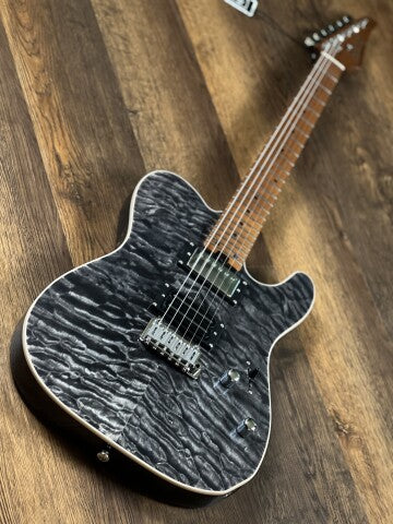 Soloking MT-1 Custom 24 Quilt in Seethru Black with Roasted Maple Neck FB